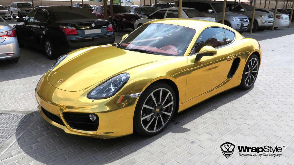 Porsche Cayman S - Gold Chrome wrap - img 1