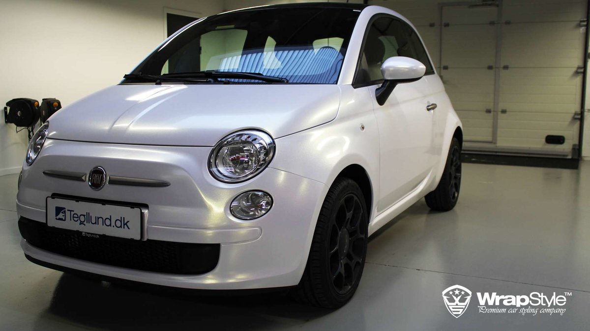 Fiat 500 - White Satin wrap - cover