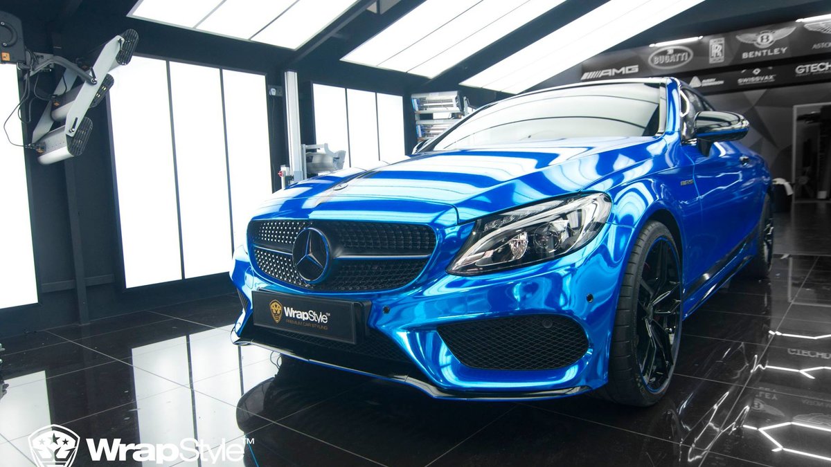 Mercedes Benz C Coupe - Blue Chrome wrap - cover