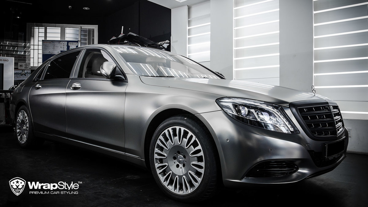 Mercedes S600 - Black Satin Chrome wrap - cover