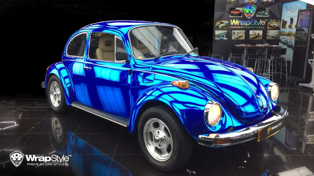 Volkswagen Beetle - Blue Chrome wrap - cover