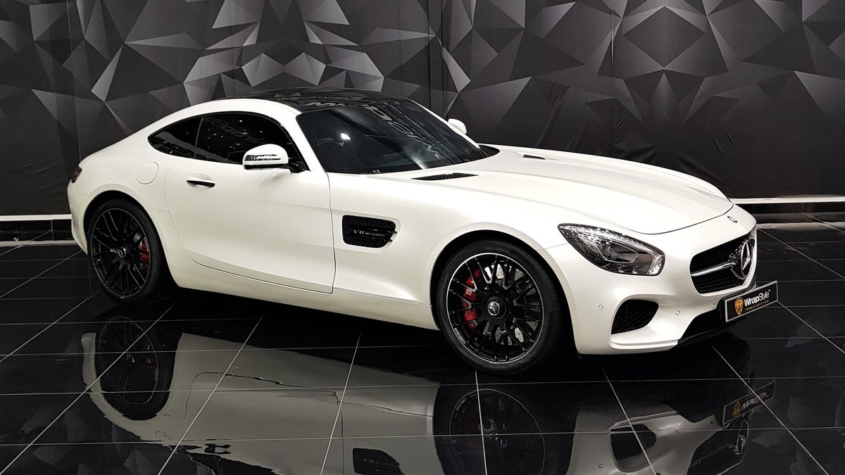 Mercedes AMG GT - White Satin wrap - cover