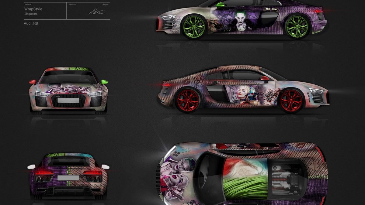 Audi R8 - Joker-Harley Quinn Design - cover