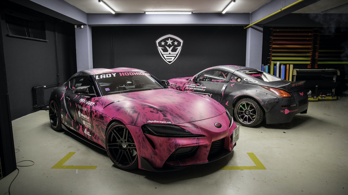 Toyota Supra and Nissan 350z - Lady Hoonigan WrapStock Bat Girl Design - cover