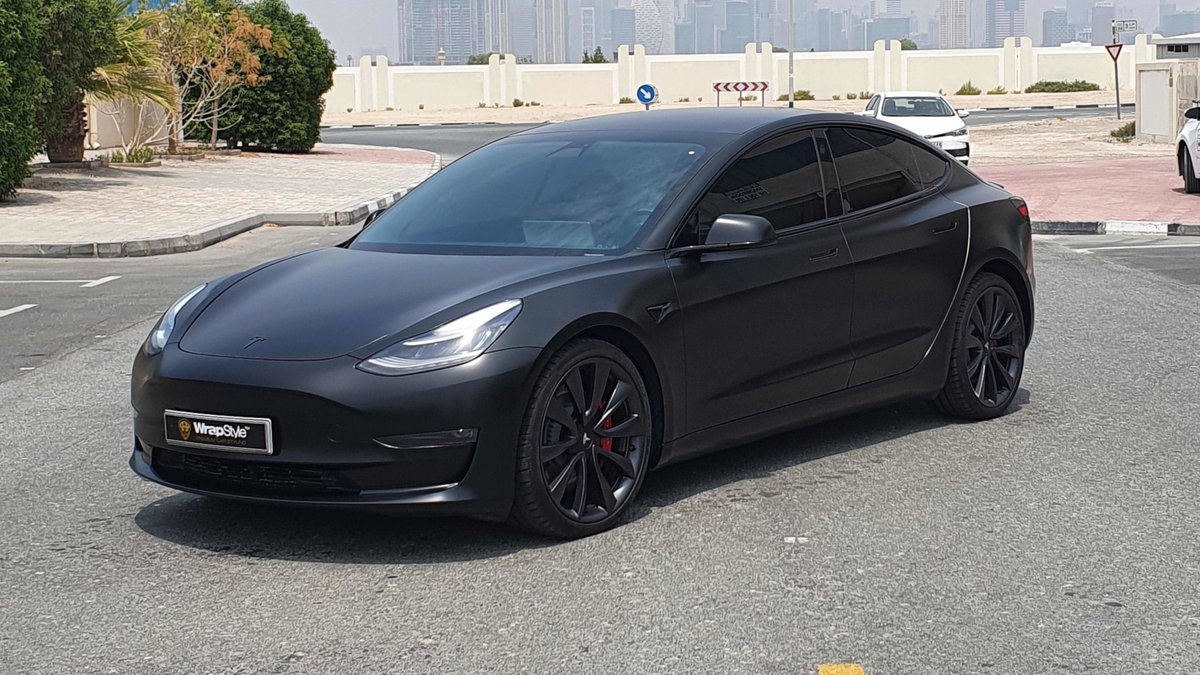 Tesla Model S - Matte Black Wrap - cover