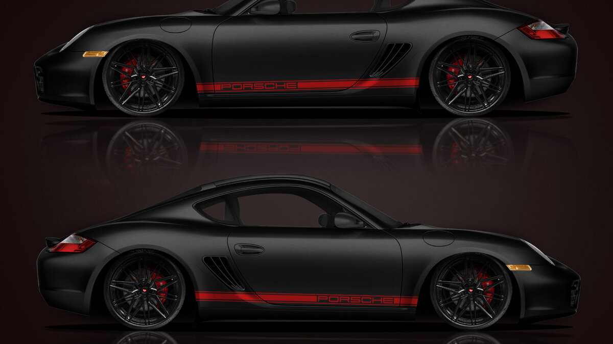 Porsche Cayman - Red Stripes Design - img 1