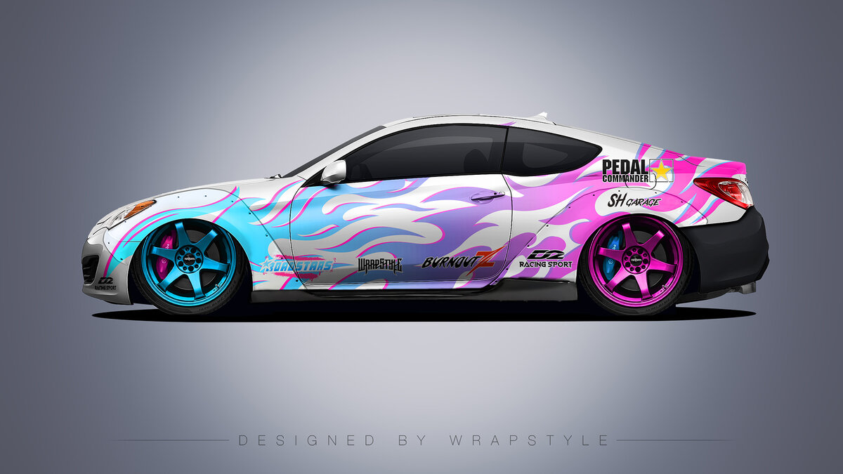 Hyundai_Genesis - Colorful Flame Design - cover