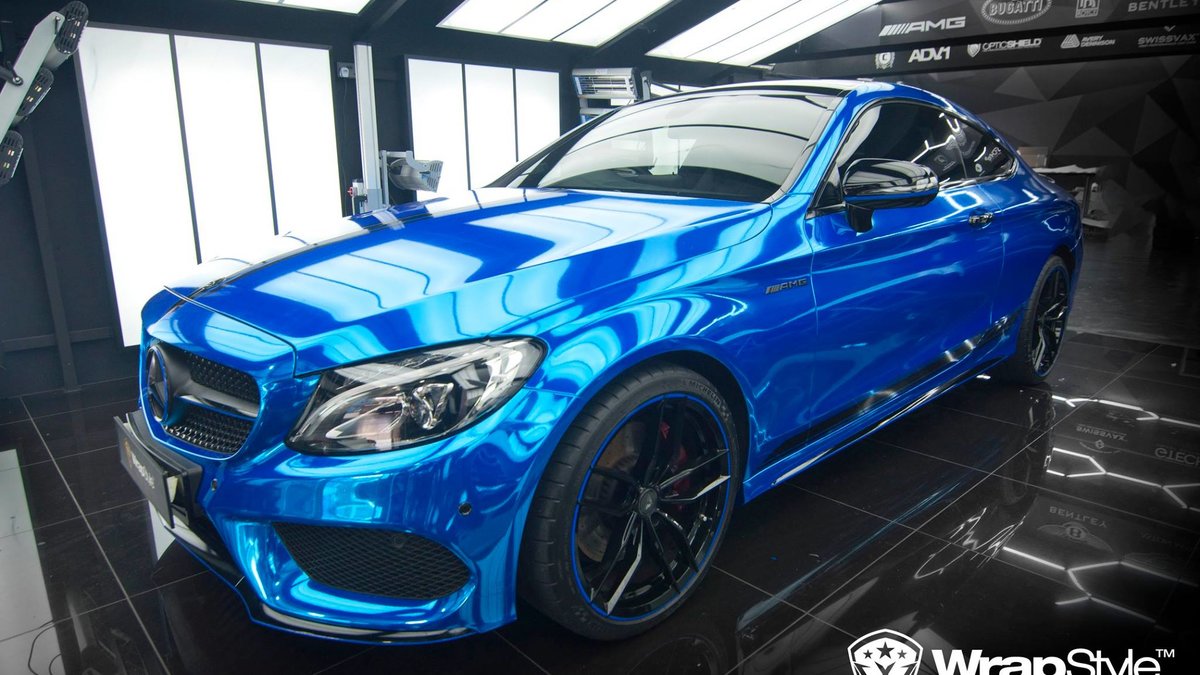 Mercedes Benz C Coupe - Blue Chrome wrap - img 3