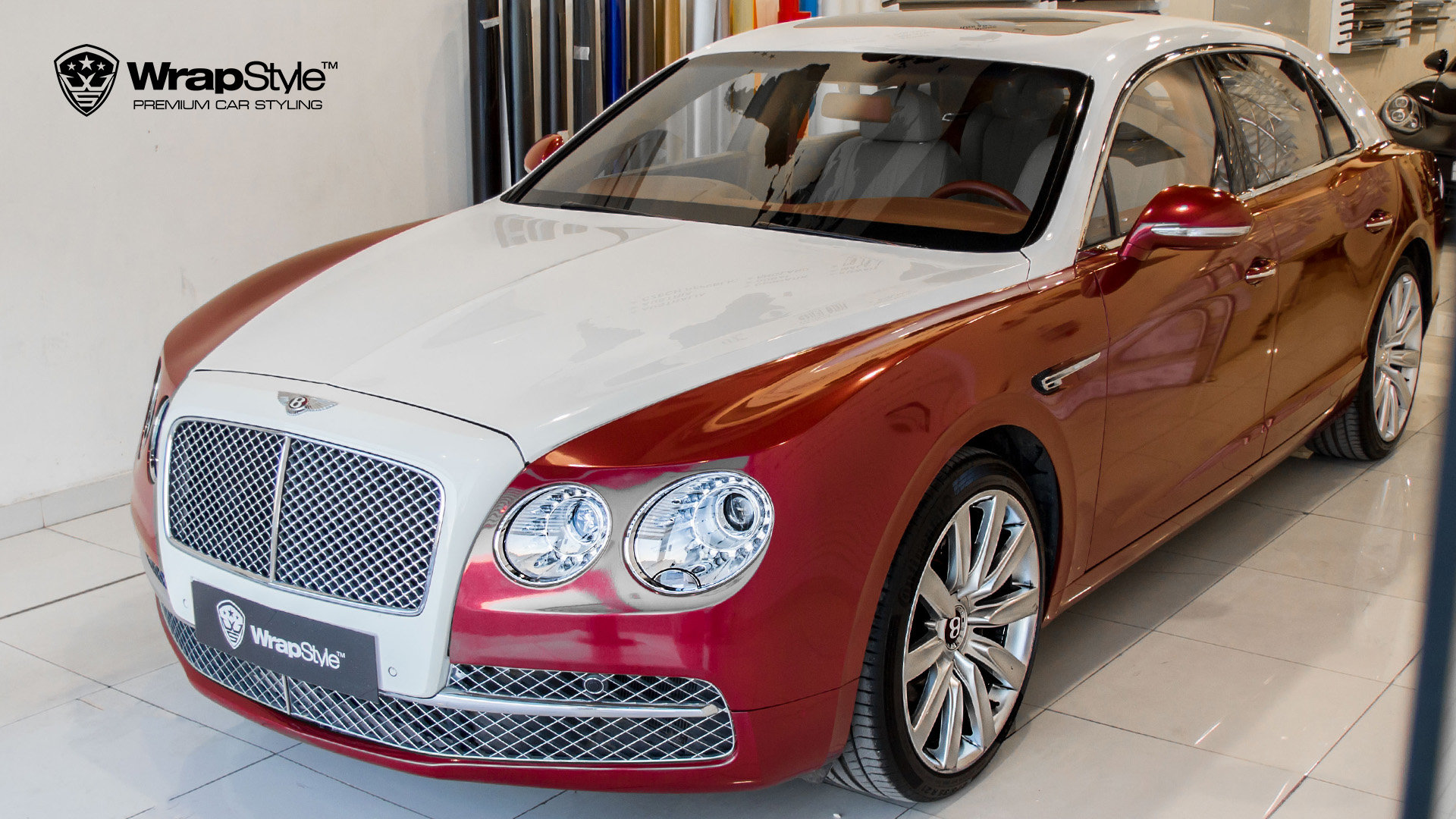 Bentley Flying Spur Red Chrome Wrap Wrapstyle