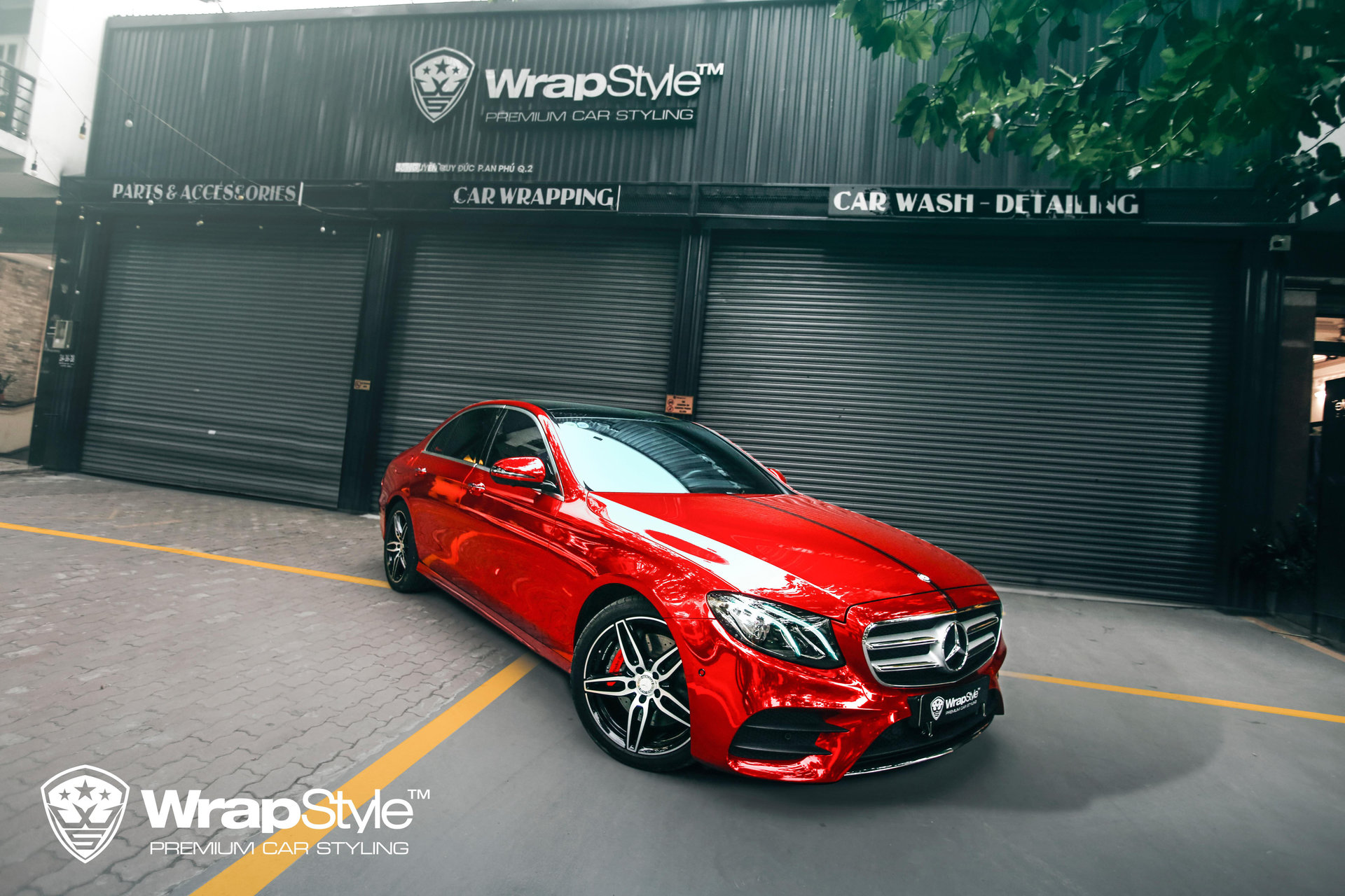 Mercedes E300 Red Chrome Wrap Wrapstyle