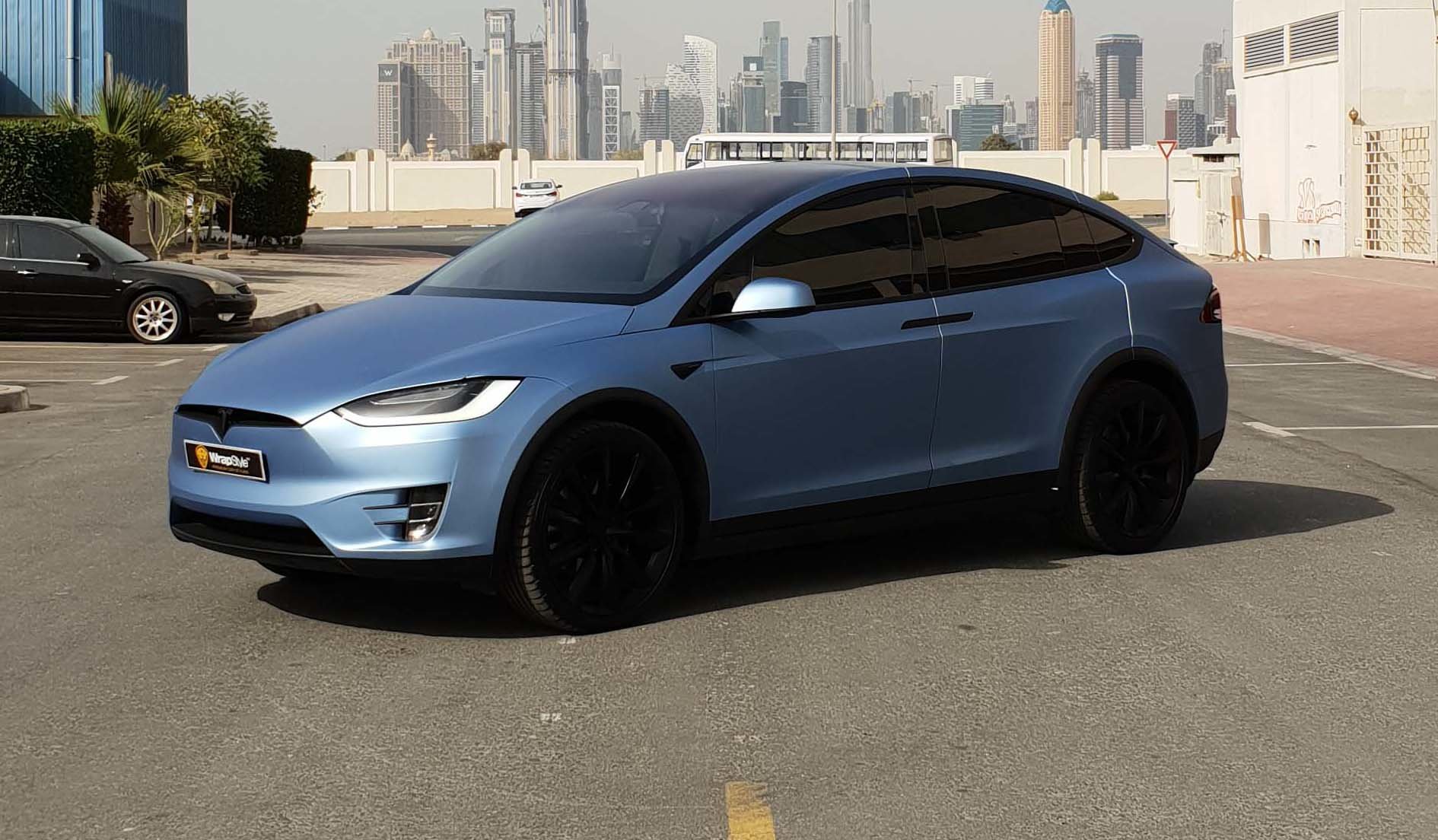 Tesla Model X Blue Matt wrap WrapStyle