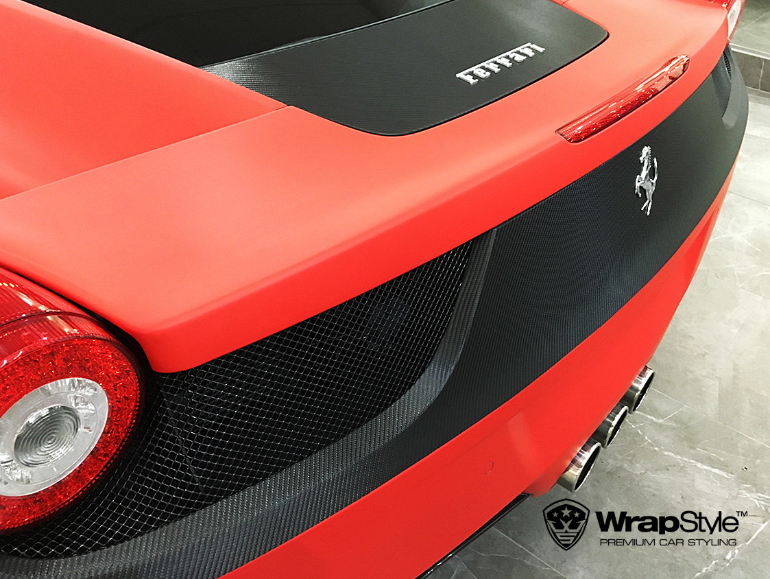 Gloss red Wrapped Ferrari 458 - Atlanta Custom Wraps