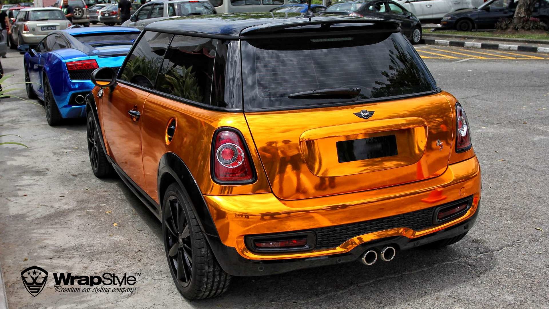 Mini Cooper Orange Chrome Wrap WrapStyle