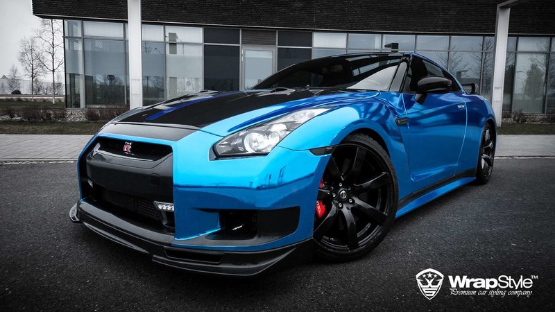 Nissan GTR - Blue Chrome wrap - cover small