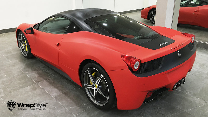 Gloss red Wrapped Ferrari 458 - Atlanta Custom Wraps