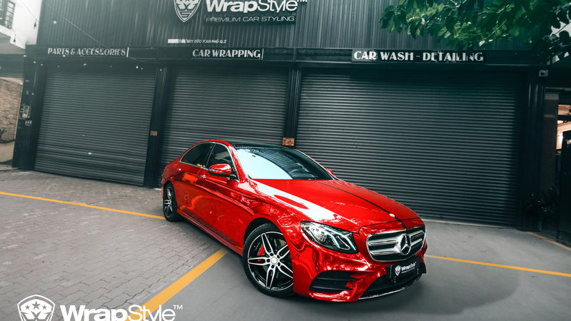 Mercedes E300 - Red Chrome wrap