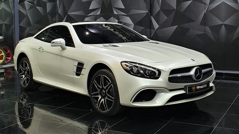 Mercedes S Cabrio - White Satin wrap