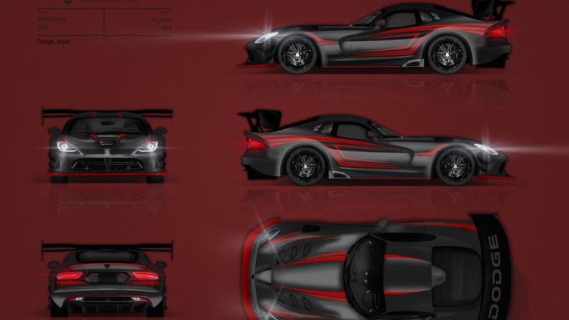Dodge Viper - Stripes  Red Qatar design - img 4 small