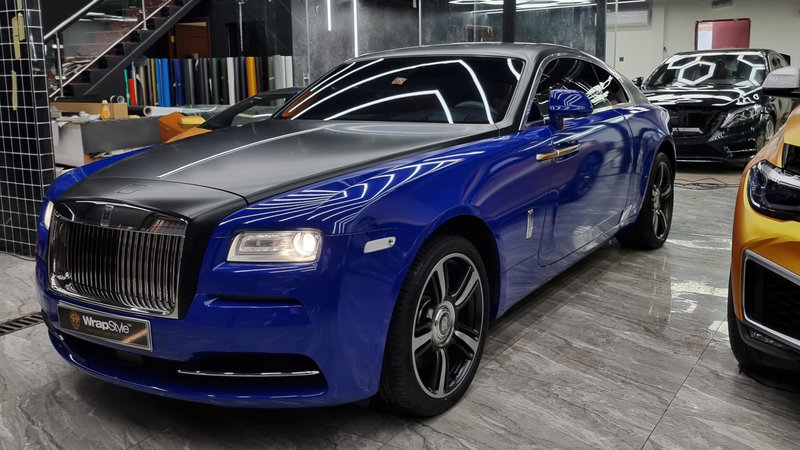 Rolls Royce Wraith - Matte Black & Blue Wrap - cover small