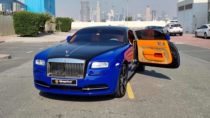 Rolls Royce Wraith - Matte Black & Blue Wrap - img 1 small