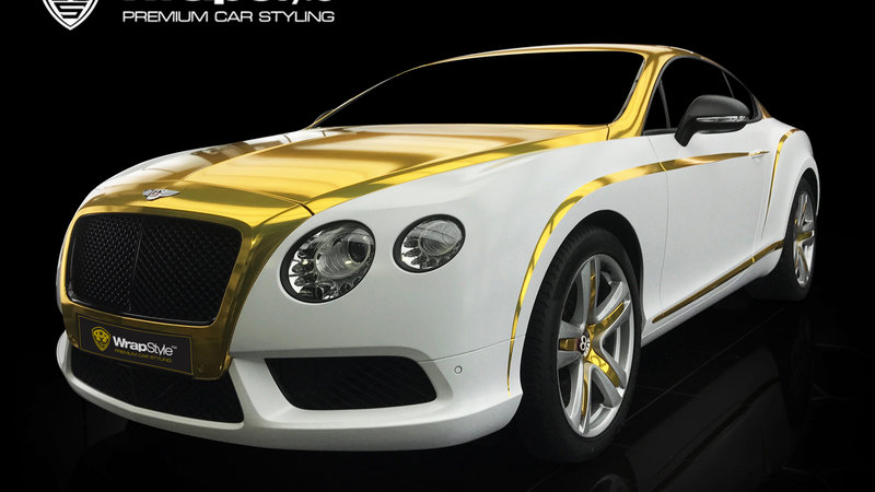 Bentley Continental GT - White Matt and Gold Chrome wrap - img 1 small