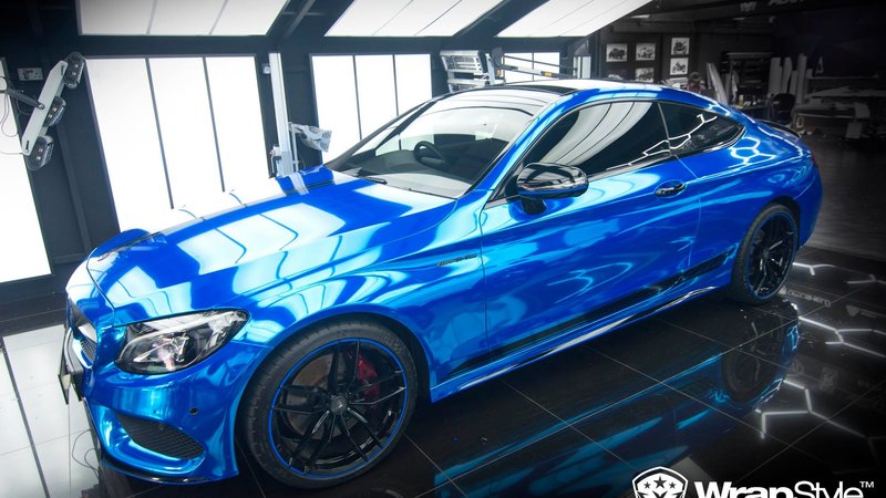 Mercedes Benz C Coupe - Blue Chrome wrap - img 1 small