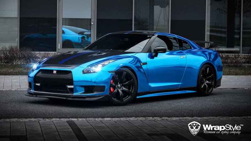 Nissan GTR - Blue Chrome wrap - img 2 small