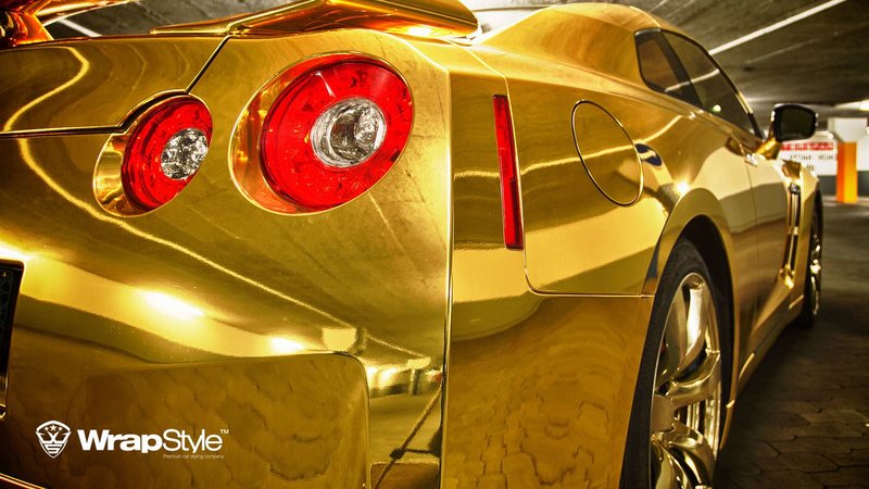Nissan GTR - Gold Chrome wrap - img 2 small